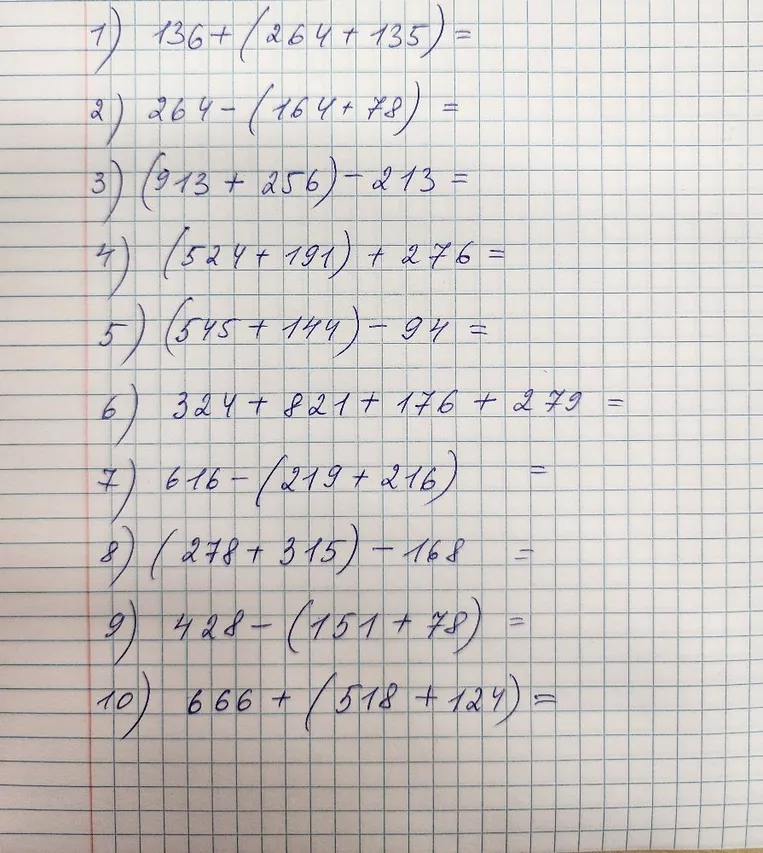 1) 136 + (264 + 135) =