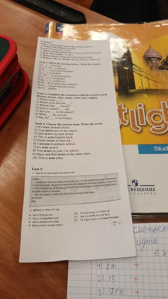 Task 2. Fill in the missing letters. Write the words.