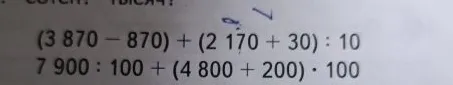 (3 870 - 870) + (2 170 + 30) : 10