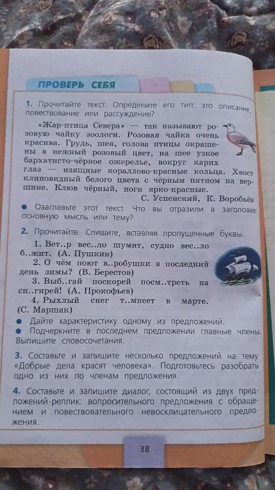 1. Прочитайте текст. Определите его тип: это описание, повествование или рассуждение?