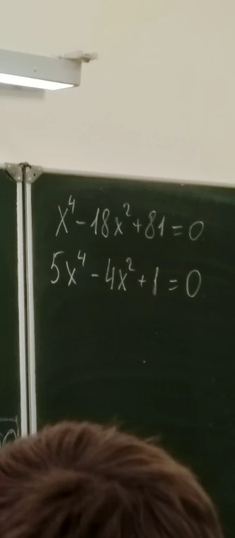 x^4 - 18x^2 + 81 = 0; 5x^4 - 4x^2 + 1 = 0
