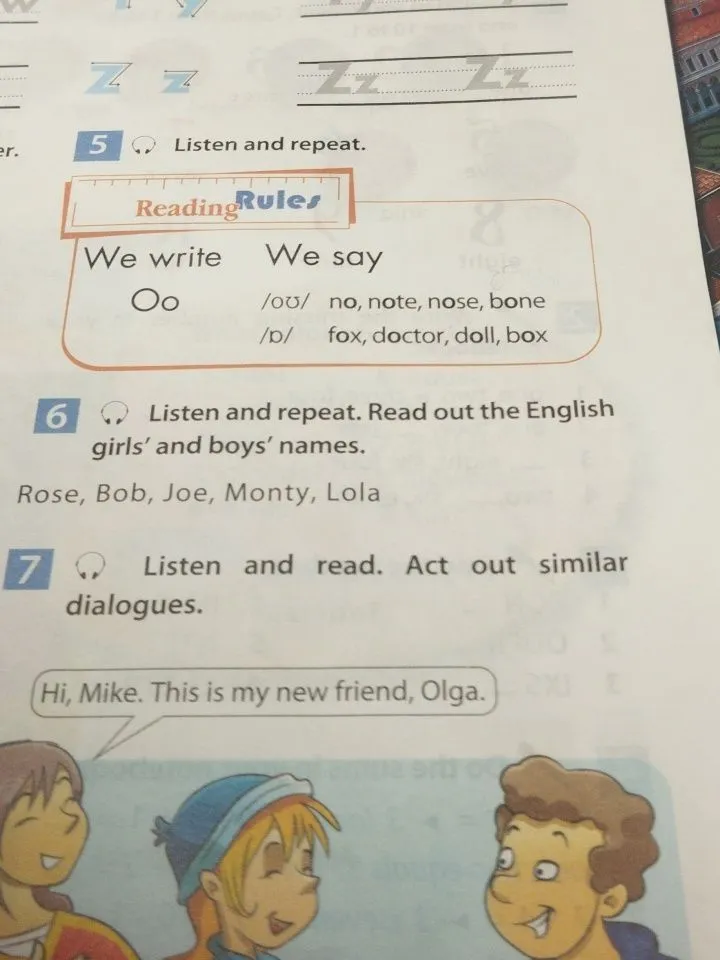 Listen and repeat. Read out the English girls' and boys' names.
