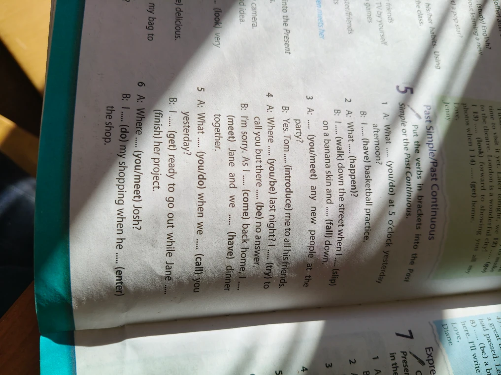 Put the verbs in brackets into the Past Simple or the Past Continuous.