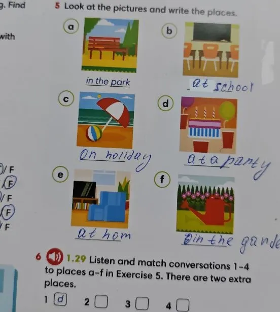 Look at the pictures and write the places.