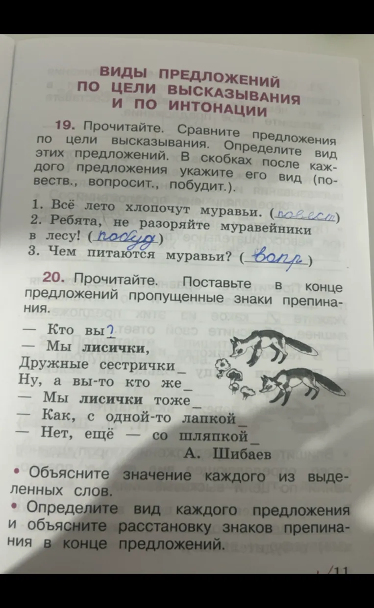 Прочитайте. Поставьте в конце предложений пропущенные знаки препинания.