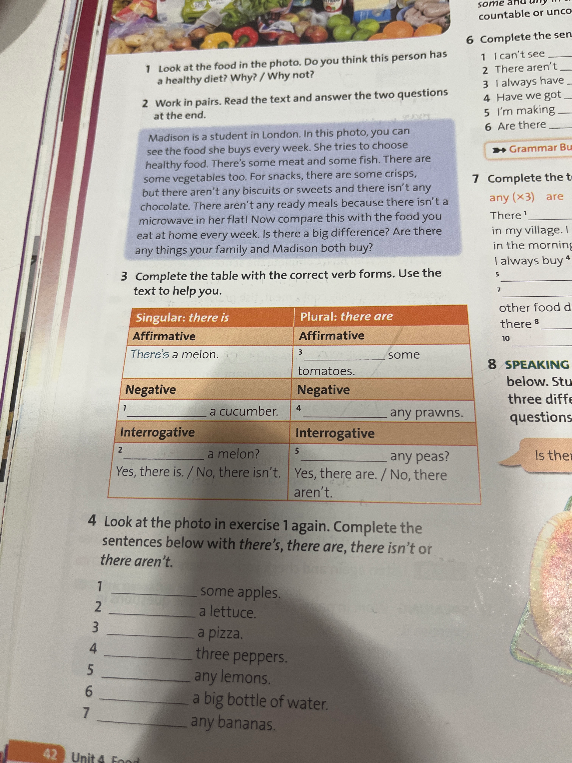 Complete the table with the correct verb forms. Use the text to help you.