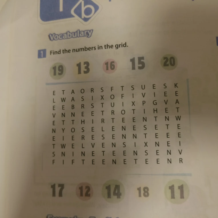 Find the numbers in the grid.