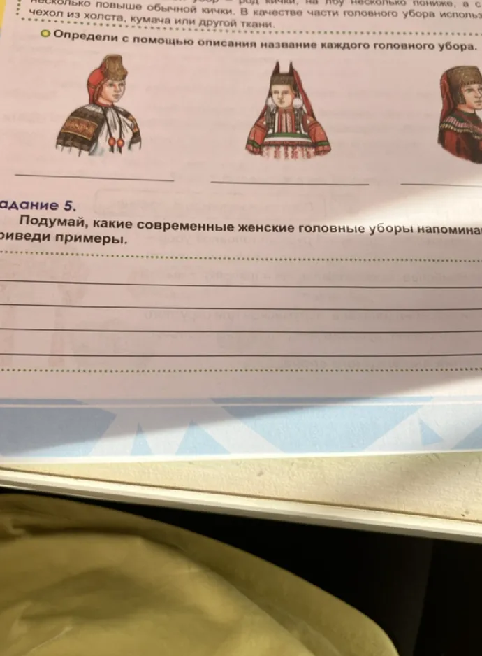 Определи с помощью описания название каждого головного убора.