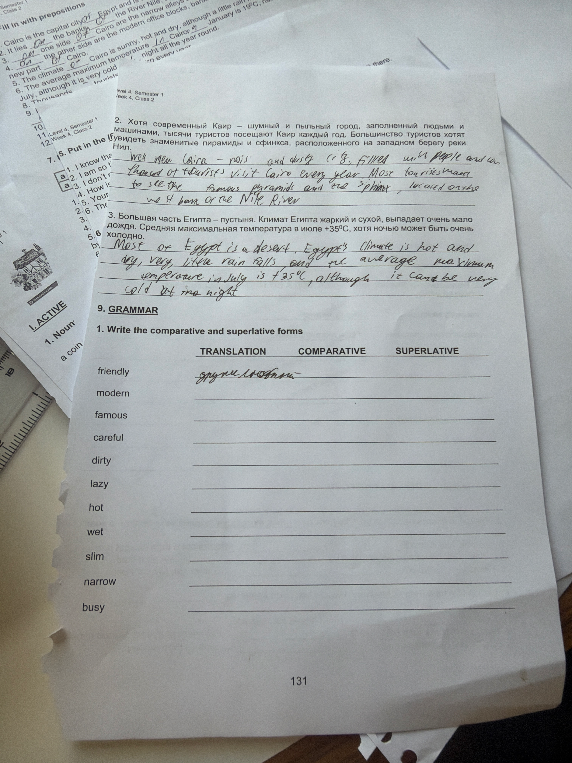 9. GRAMMAR. 1. Write the comparative and superlative forms