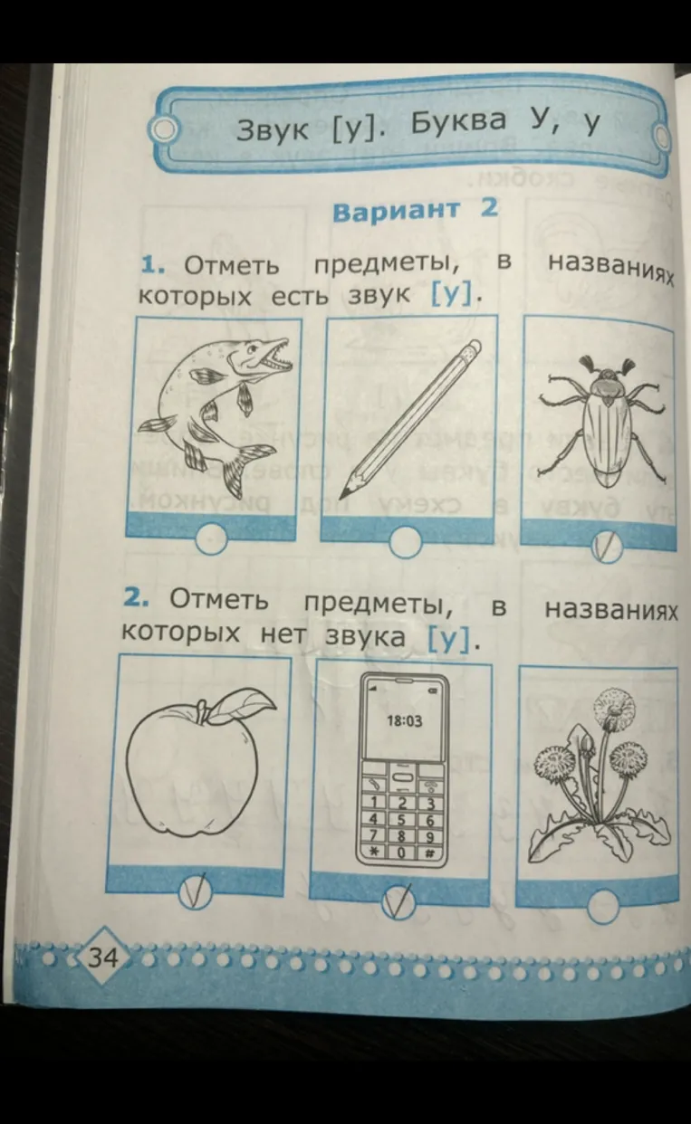 Отметь предметы, в названиях которых есть звук [у].