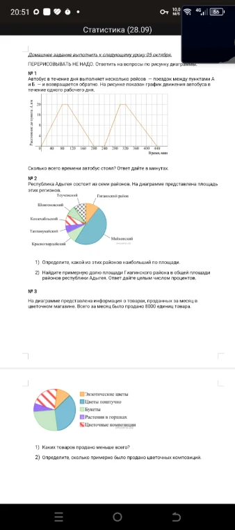 № 1 Автобус в течение дня выполняет несколько рейсов – поездок между пунктами А и Б – и возвращается обратно. На рисунке показан график движения автобуса в течение одного рабочего дня.