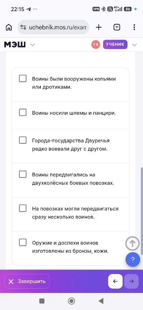 Рассмотрите воинов Шумера середины III-го тысячелетия до н. э., изображённых на древней мозаике, и выберите верные суждения.