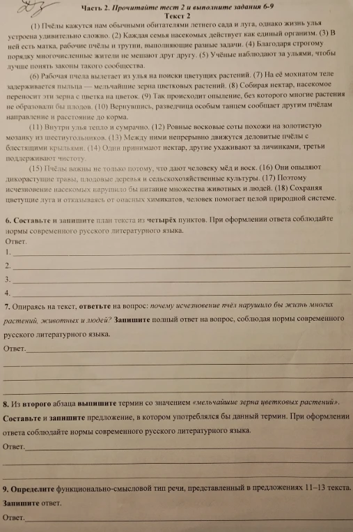 6. Составьте и запишите план текста из четырёх пунктов.
