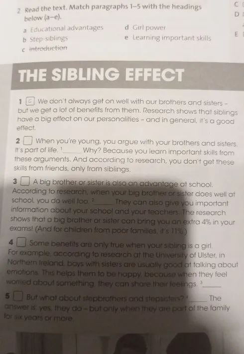 Read the text. Match paragraphs 1-5 with the headings below (a-e).