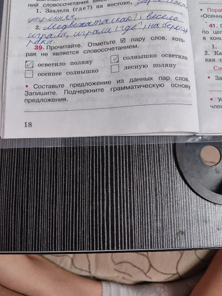 39. Прочитайте. Отметьте галочкой пару слов, которая не является словосочетанием.