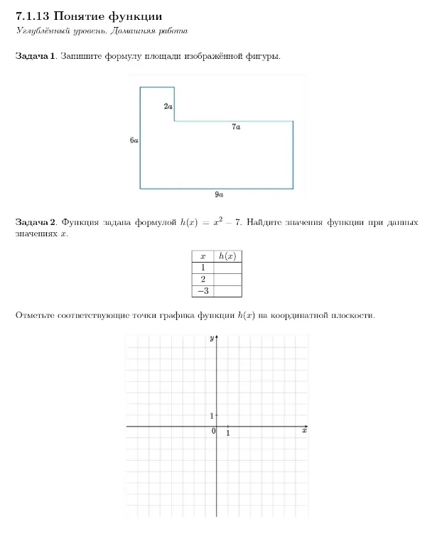 Задача 1. Запишите формулу площади изображённой фигуры.