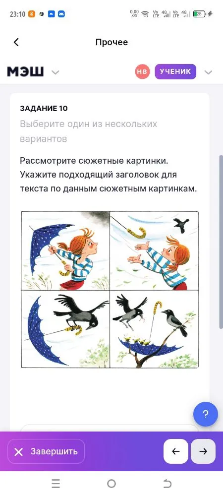 Рассмотрите сюжетные картинки. Укажите подходящий заголовок для текста по данным сюжетным картинкам.