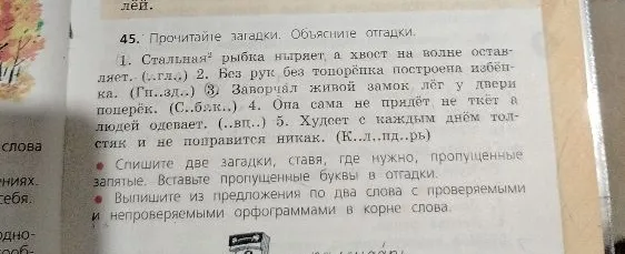 45. Прочитайте загадки. Объясните отгадки.