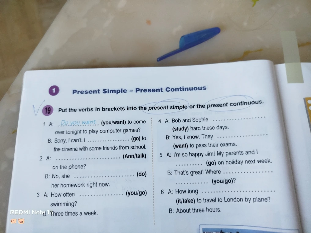 Put the verbs in brackets into the present simple or the present continuous.