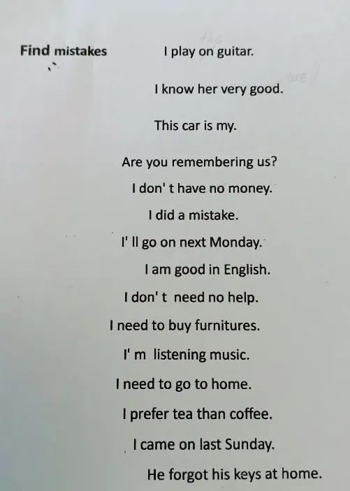 Find mistakes