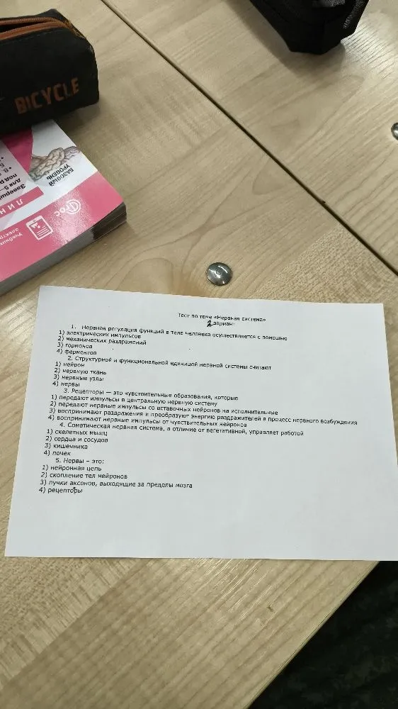 Тест по теме «Нервная система»