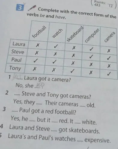 Complete with the correct form of the verbs be and have.