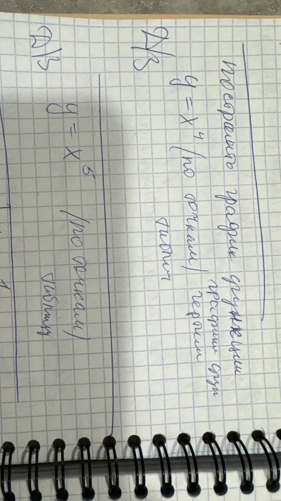 построить график функции y = x^4 (по точкам), y = x^5 (по точкам)
