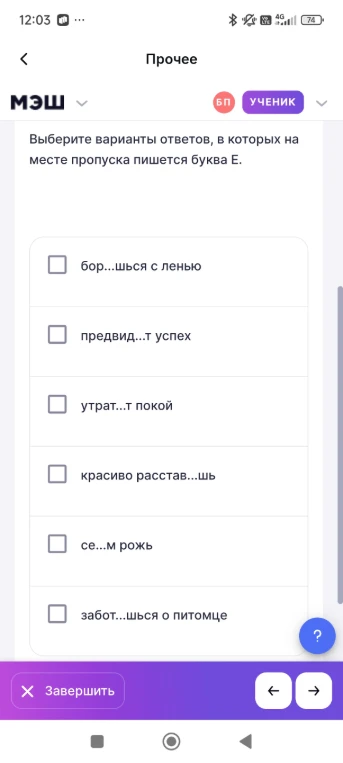 Выберите варианты ответов, в которых на месте пропуска пишется буква Е.