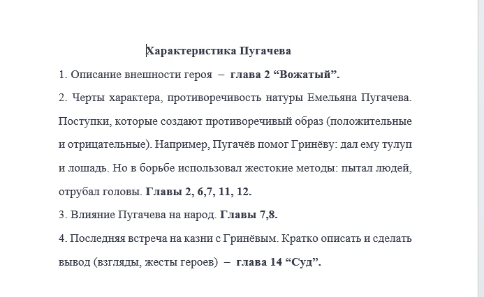 Характеристика Пугачева