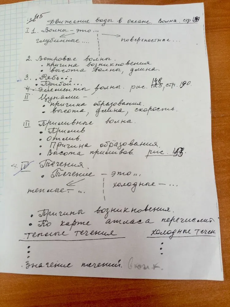 Движение воды в океане. Волна. стр 45
