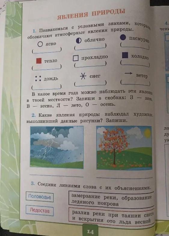 Познакомься с условными знаками, которыми обозначают атмосферные явления природы.