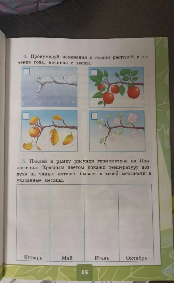 Пронумеруй изменения в жизни растений в течение года, начиная с весны.