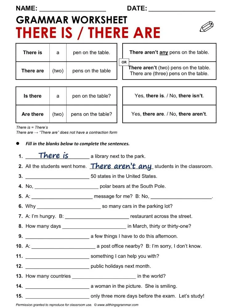 Fill in the blanks below to complete the sentences.