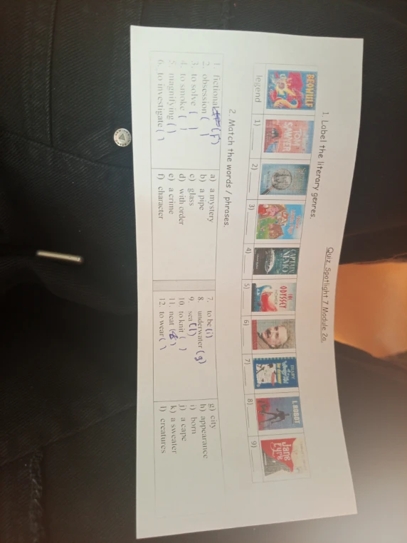 1. Label the literary genres.