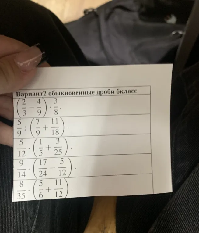 Вариант2 обыкновенные дроби 6класс