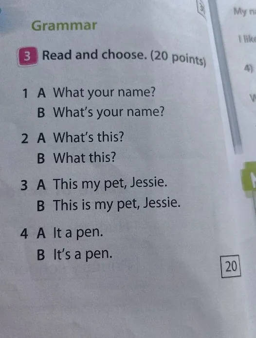 Read and choose. (20 points)