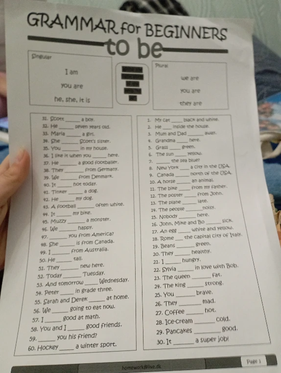 GRAMMAR for BEGINNERS to be