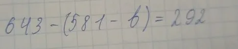 643 - (581 - b) = 292