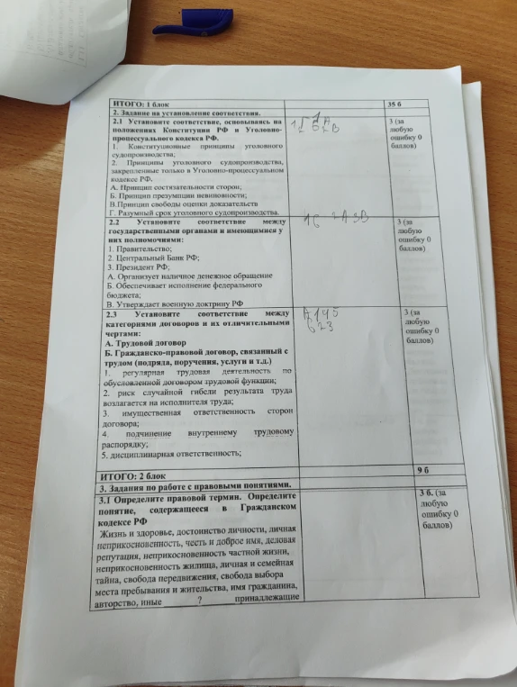 2.1 Установите соответствие, основываясь на положениях Конституции РФ и Уголовно-процессуального кодекса РФ.