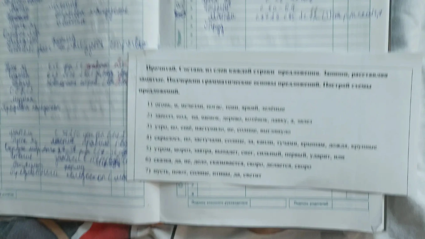 Прочитай. Составь из слов каждой строки предложения. Запиши, расставляя запятые. Подчеркни грамматические основы предложений. Построй схемы предложений.