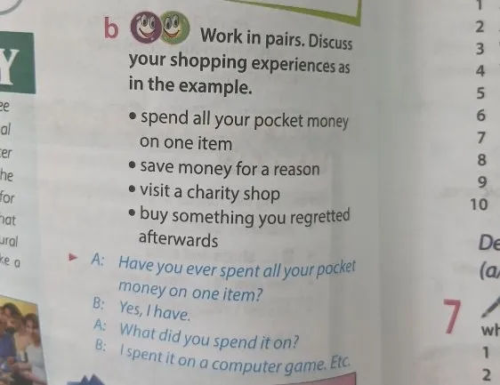 Work in pairs. Discuss your shopping experiences as in the example.