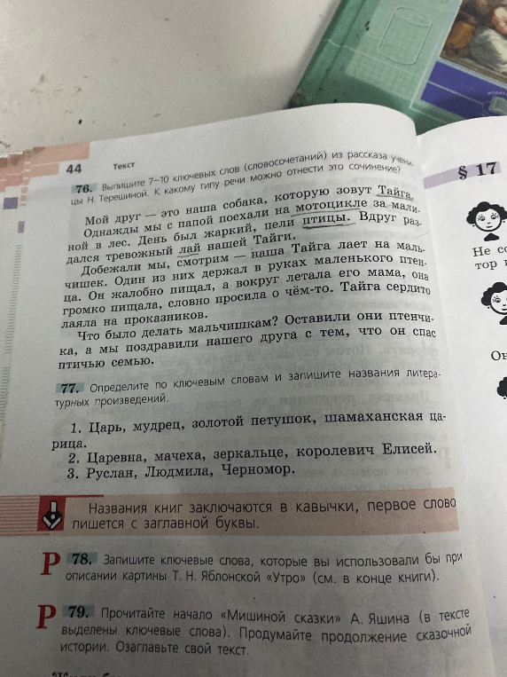 Выпишите 7-10 ключевых слов (словосочетаний) из рассказа ученицы Н. Терешиной.
