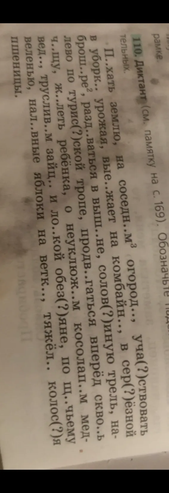 110. Диктант (см. памятку на с. 169). Обозначьте падежные окончания имён существительных и прилагательных.