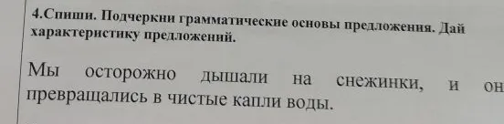 4.Спиши. Подчеркни грамматические основы предложения. Дай характеристику предложений.