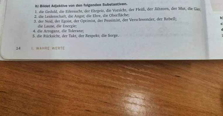 b) Bildet Adjektive von den folgenden Substantiven.
