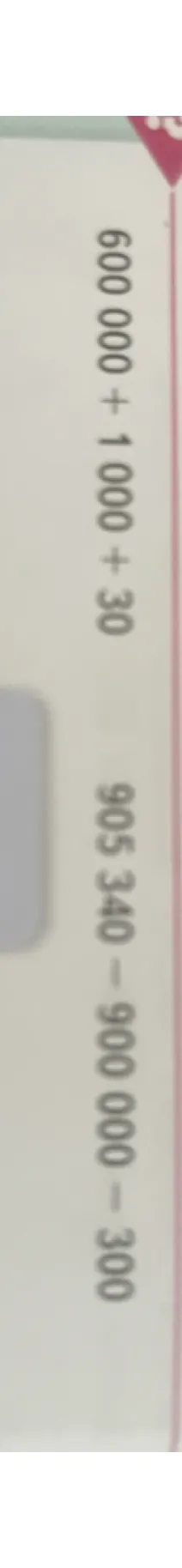 600 000 + 1 000 + 30
