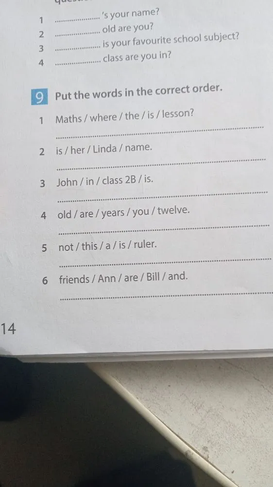 Put the words in the correct order.