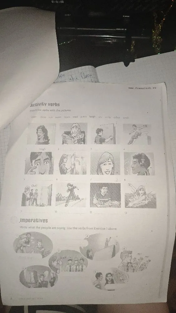 Activity verbs. Match the verbs with the pictures.